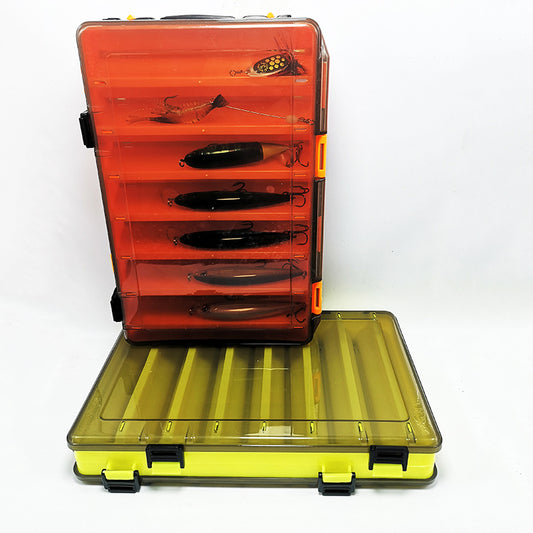 Double-sided lure bait box with V-shaped clip slots