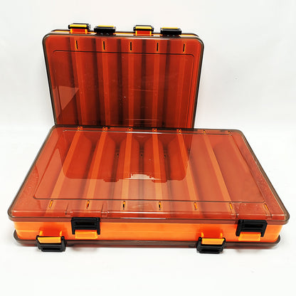 Double-sided lure bait box with V-shaped clip slots