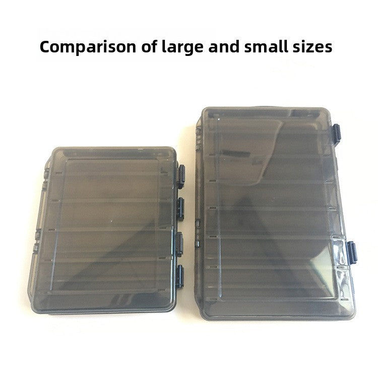 Double-sided lure bait box with V-shaped clip slots