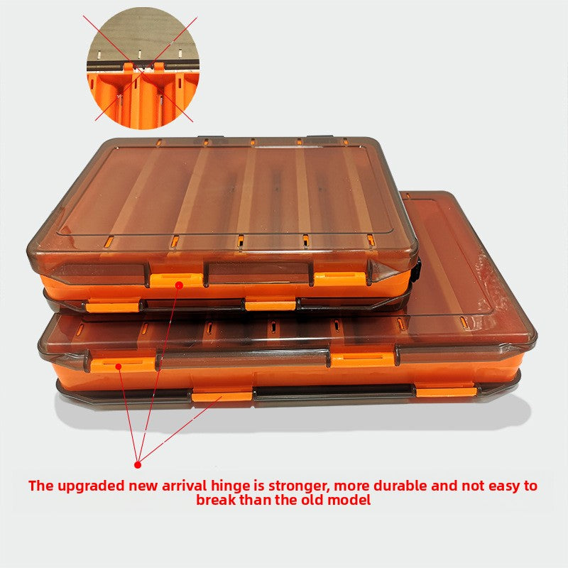 Double-sided lure bait box with V-shaped clip slots